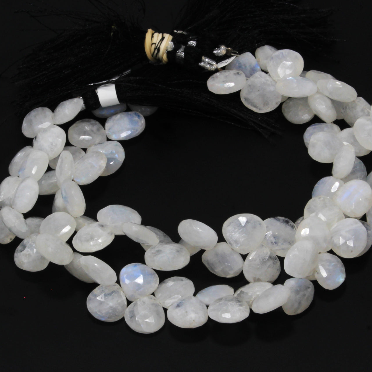 Blue Rainbow Moonstone 10mm Faceted Heart Shaped Briolettes