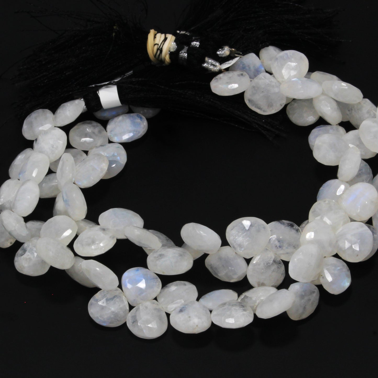 Blue Rainbow Moonstone 10mm Faceted Heart Shaped Briolettes