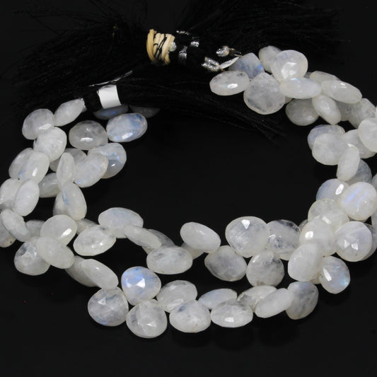 Blue Rainbow Moonstone 10mm Faceted Heart Shaped Briolettes