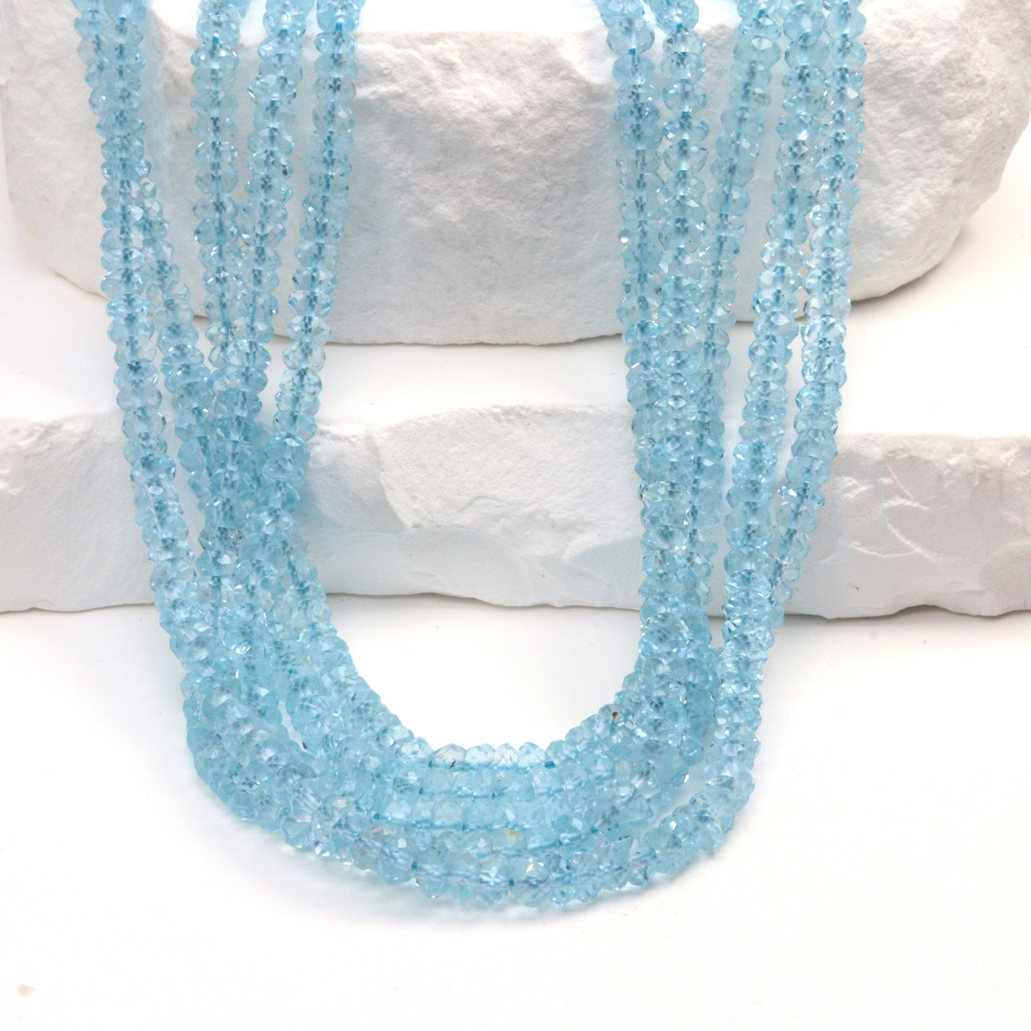 Sky Blue Topaz 4mm Faceted Rondelles