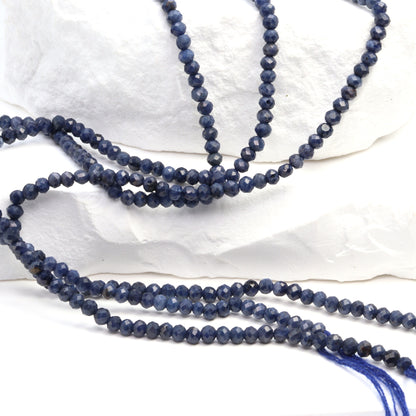 Cornflower Blue Sapphire 3mm Faceted Rondelles