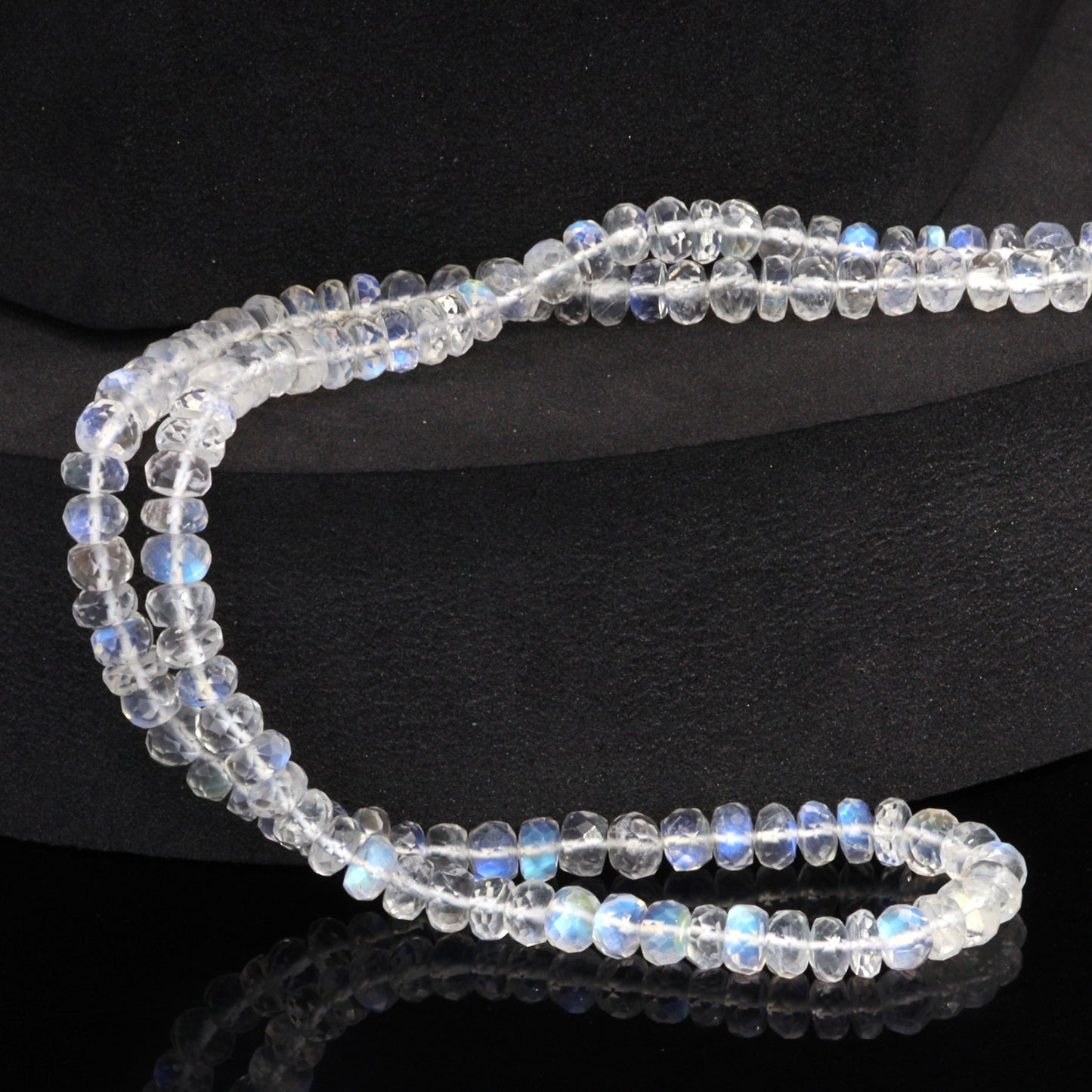 AAA Blue Rainbow Moonstone 5mm Faceted Rondelles Bead Strand
