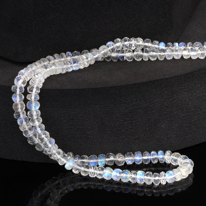 AAA Blue Rainbow Moonstone 5mm Faceted Rondelles Bead Strand