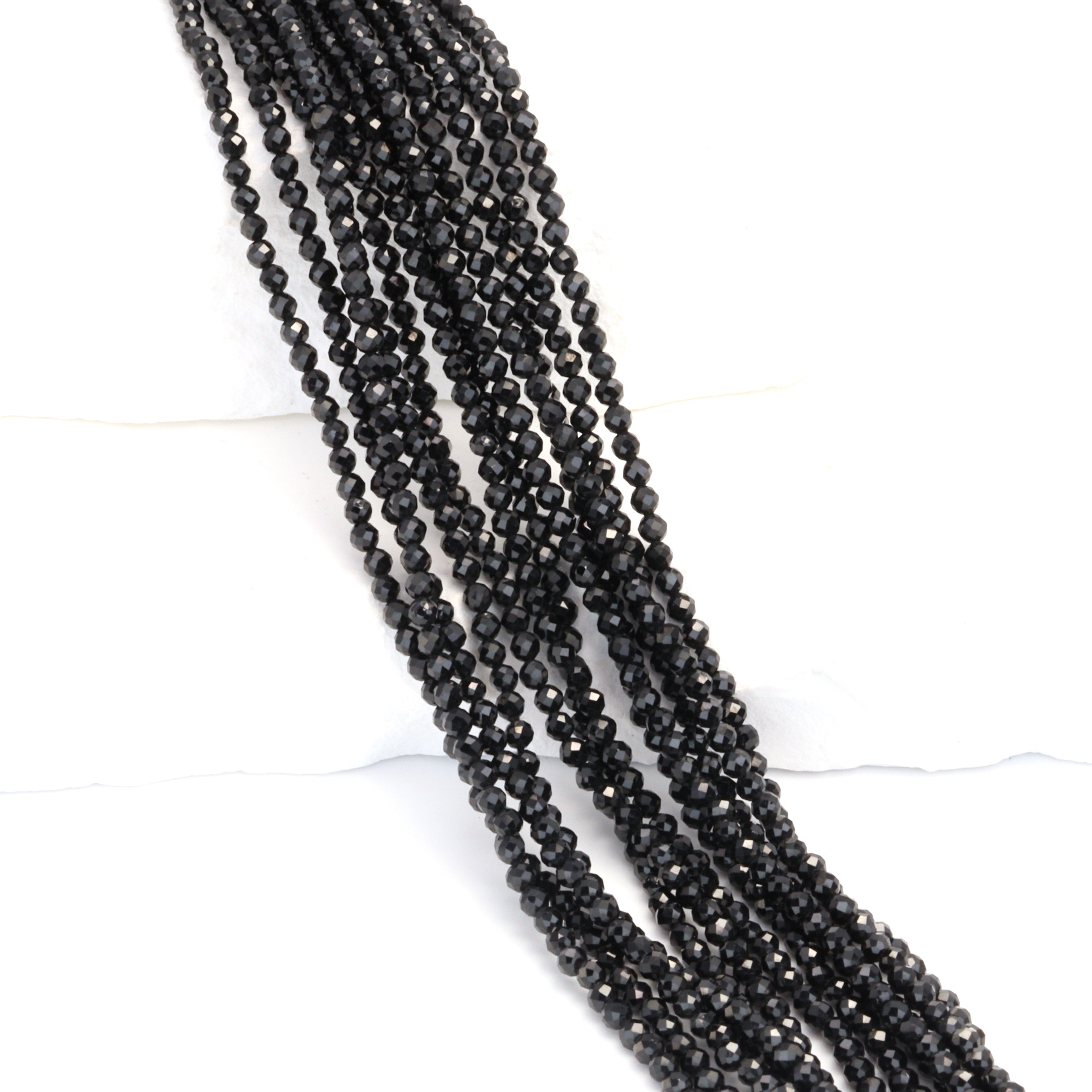 Genuine Natural Black Spinel Beaded Necklace. AAA+ 2.5 mm Black Spinel Faceted Round Beads Necklace, 2024 Black Bead Necklace Minimalist Jewelry