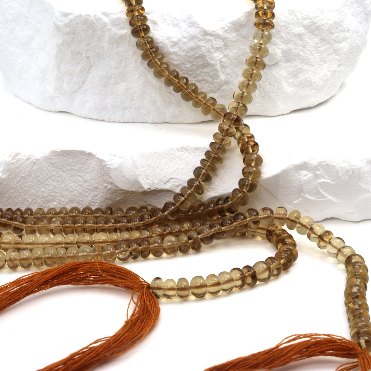 Light Brown Whiskey Quartz 4.5mm Smooth Rondelles Bead Strand