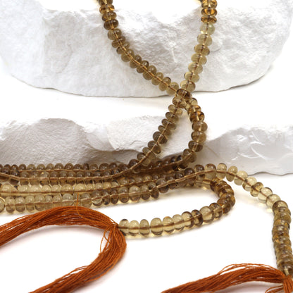 Light Brown Whiskey Quartz 4.5mm Smooth Rondelles Bead Strand