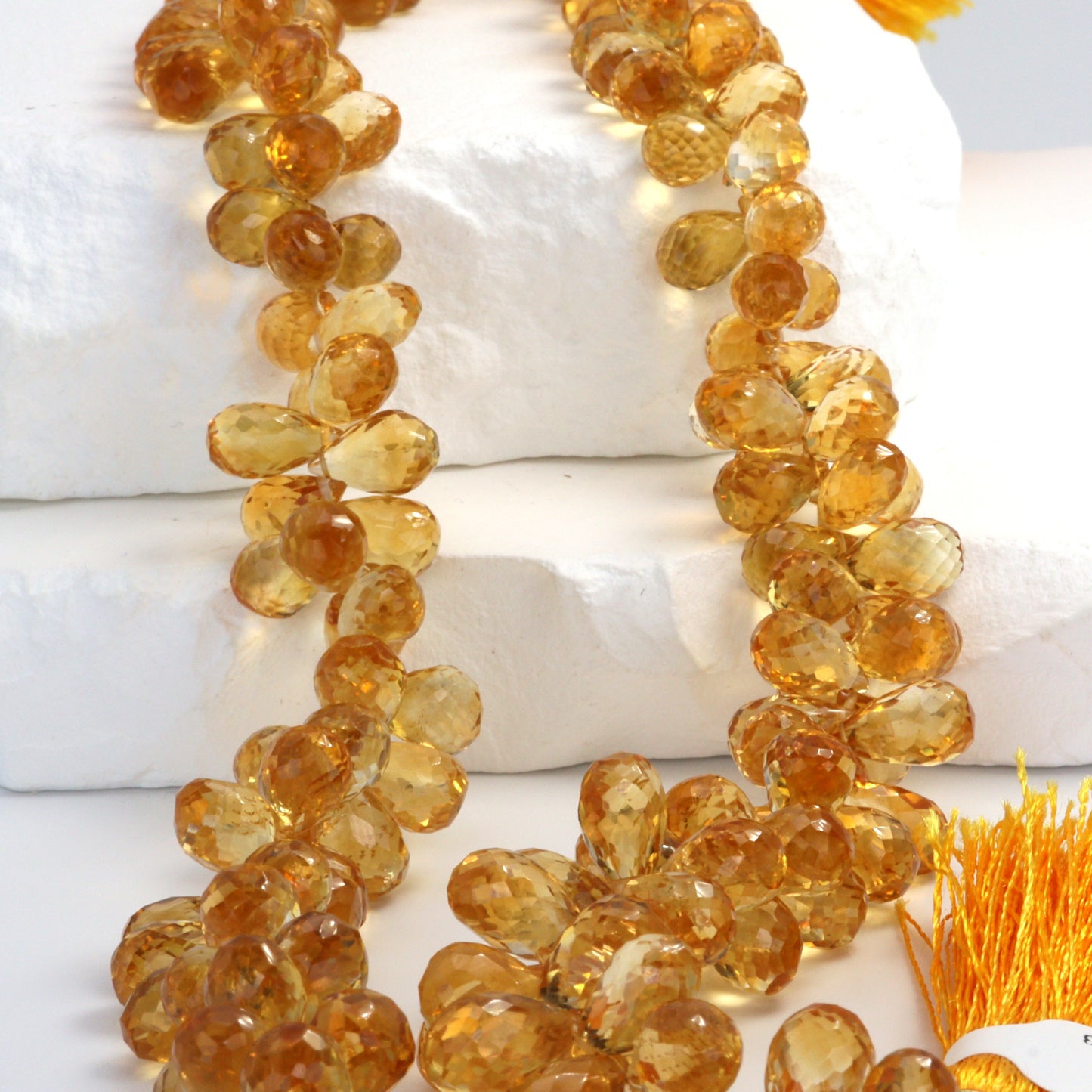 Yellow Citrine 9x6mm Faceted Teardrop Briolettes