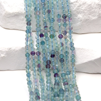 Blue Fluorite 3mm Faceted Rondelles