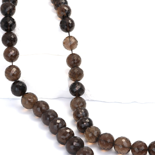 Brown Smoky Quartz 10mm Faceted Rounds Bead Strand