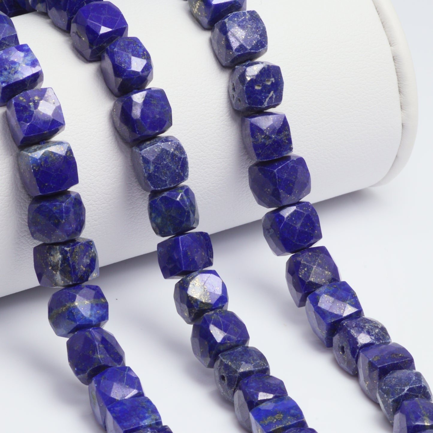 Royal Blue Lapis Lazuli 7mm Faceted Cubes Bead Strand