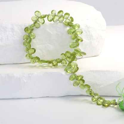 Green Peridot 6x4mm Faceted Pear Shaped Briolettes