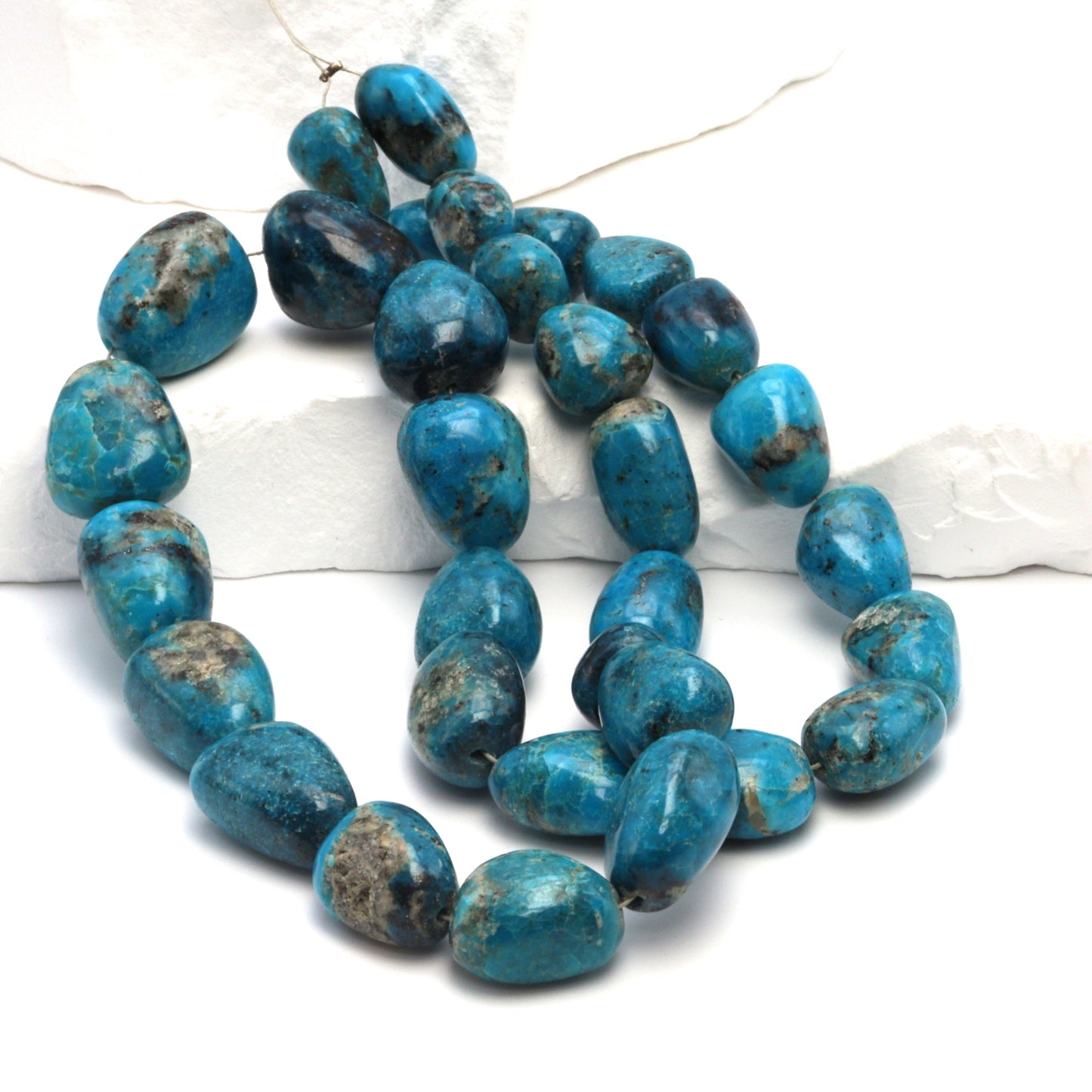 Natural Blue and Black Turquoise 11x9mm Smooth Nuggets