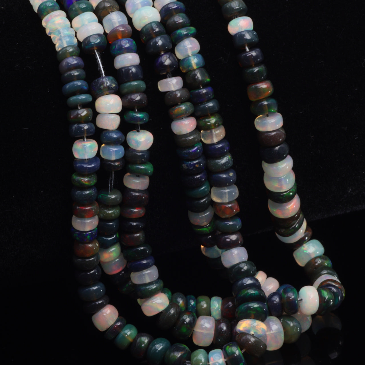 Multi Black and White Ethiopian Opal 3mm Smooth Rondelles
