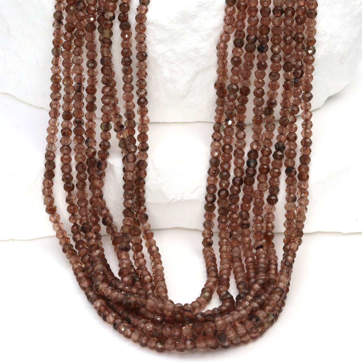 Andalusite 2mm Faceted Rounds Bead Strand