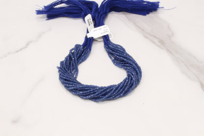 AAA Cornflower Blue Sapphire 2mm Hand Faceted Rondelles Bead Strand