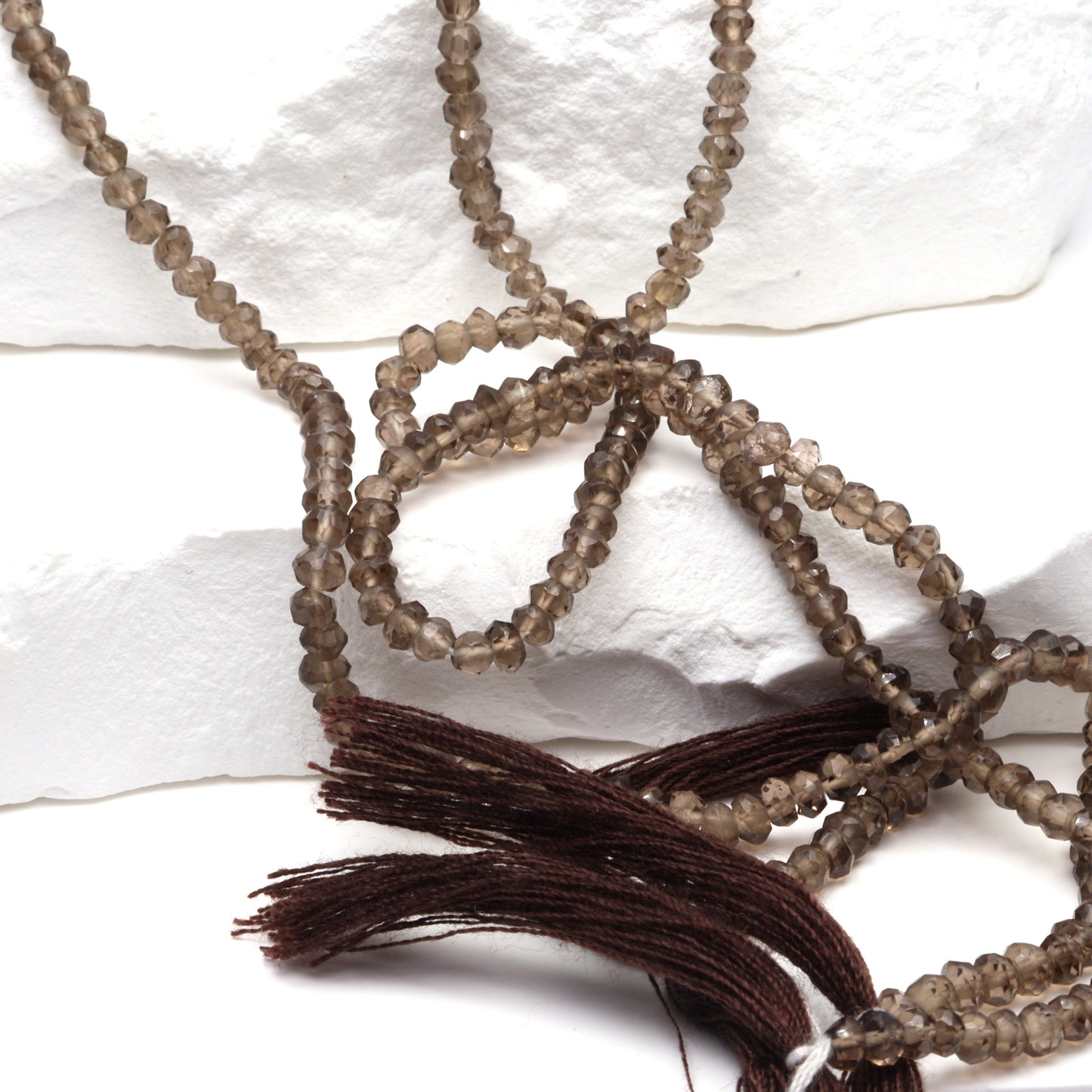 Brown Smoky Quartz 3mm Faceted Rondelles