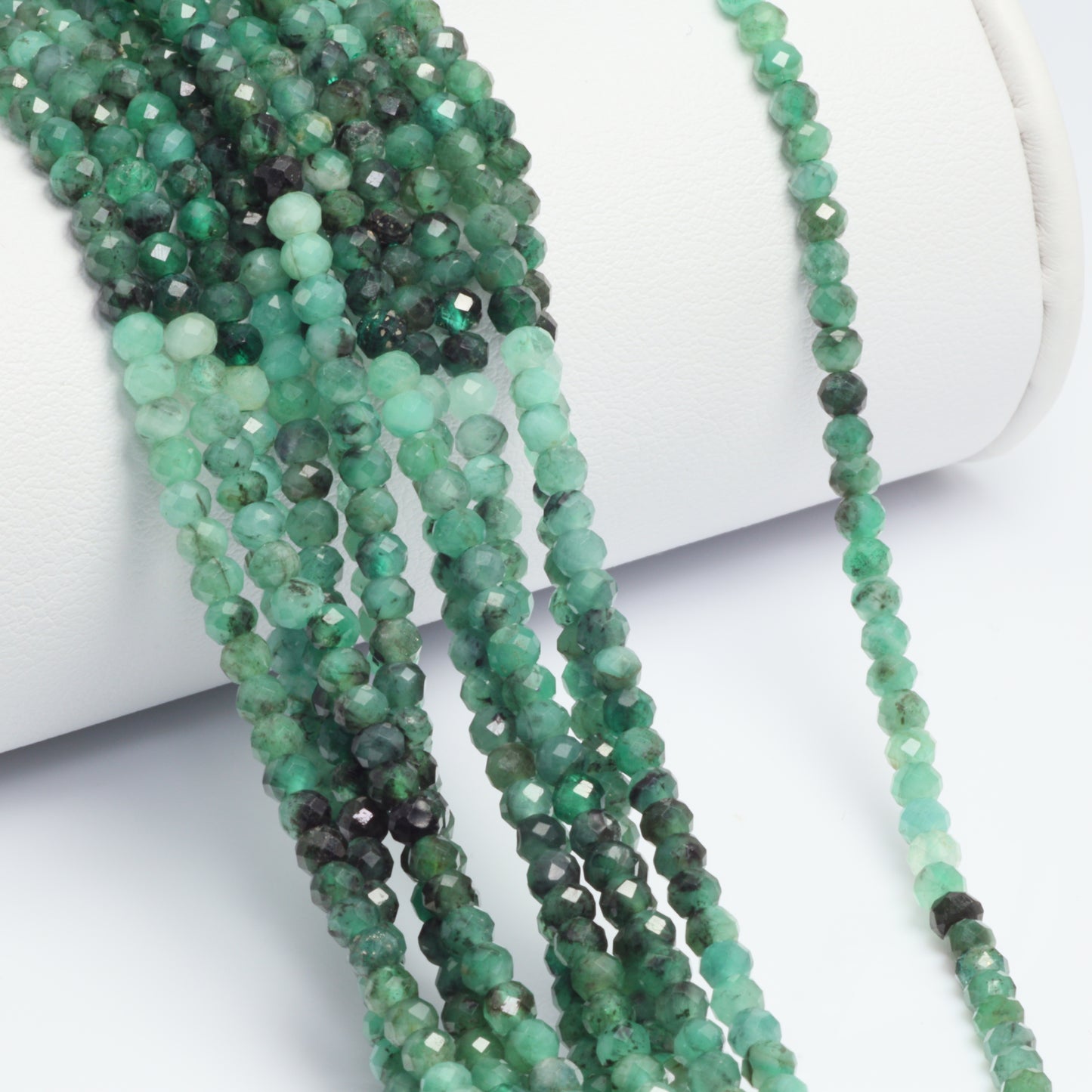 Ombre Sakoda Emerald 3mm Faceted Rondelles Bead Strand