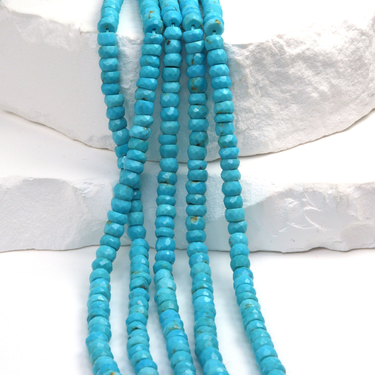 Natural Blue Turquoise 4.5mm Faceted Rondelles Bead Strand