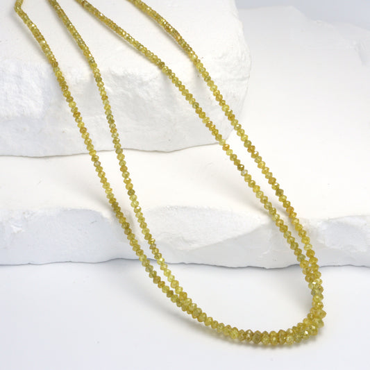Yellow Diamond 2mm - 3mm Hand Faceted Rondelles Bead Strand