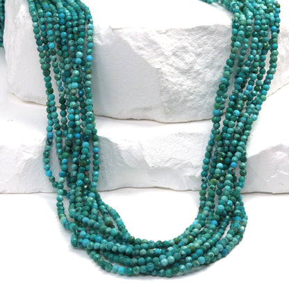 Natural Light Blue Turquoise 2mm Faceted Rounds Bead Strand