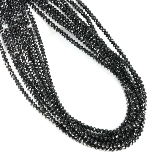Black Diamond 2.5mm – 3mm Hand Faceted Rondelles Bead Strand