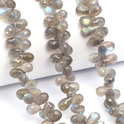 Blue Labradorite 7x4mm Faceted Teardrop Briolettes Bead Strand