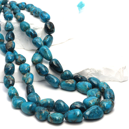 Natural Blue and Black Turquoise 11x9mm Smooth Nuggets