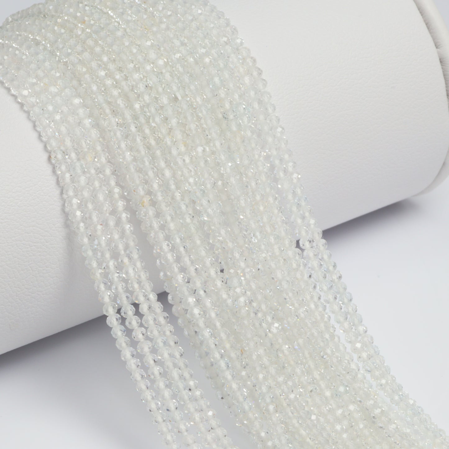 White Topaz 2mm Faceted Rounds Bead Strand