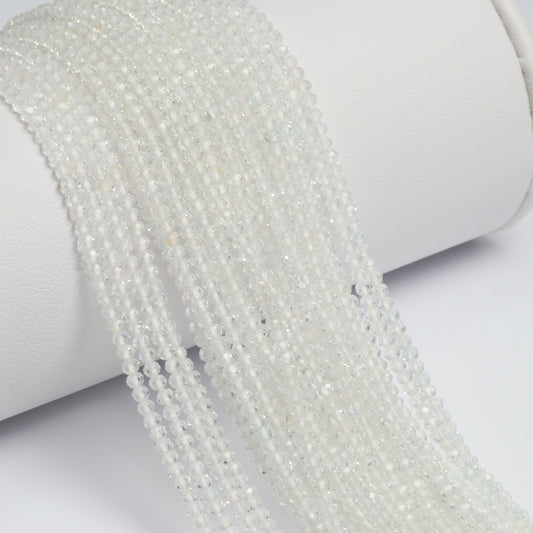 White Topaz 2mm Faceted Rounds Bead Strand