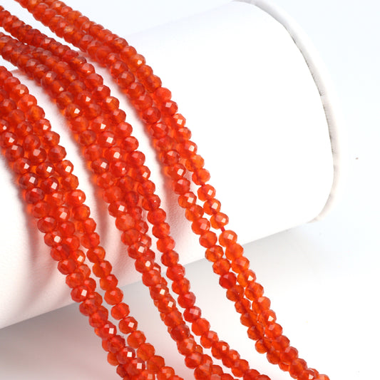 Orange Carnelian 3mm Faceted Rondelles Bead Strand