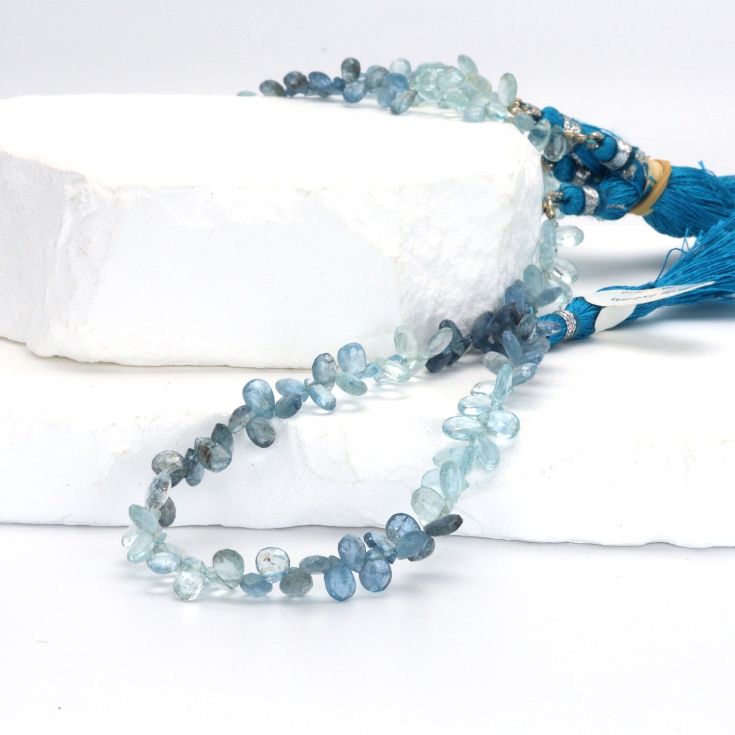 Blue Moss Aquamarine 6x4mm Faceted Pear Shaped Briolettes