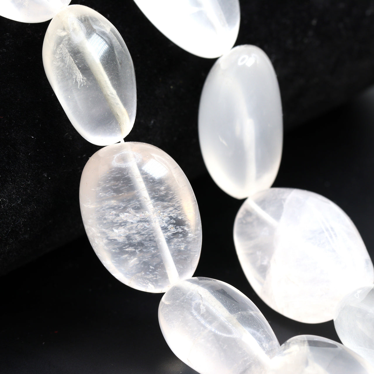 Crystal Quartz 25x15mm Smooth Nuggets Bead Strand