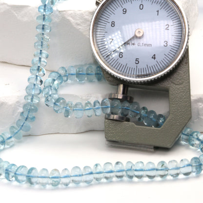 Blue Aquamarine 6mm - 7mm Smooth Rondelles Bead Strand