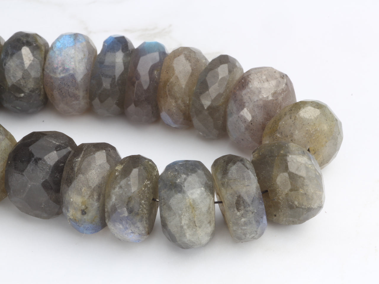 Blue Labradorite 12mm Faceted Rondelles