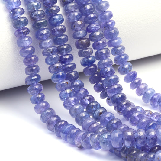 Blue Tanzanite 4mm - 6mm Smooth Rondelles Bead Strand