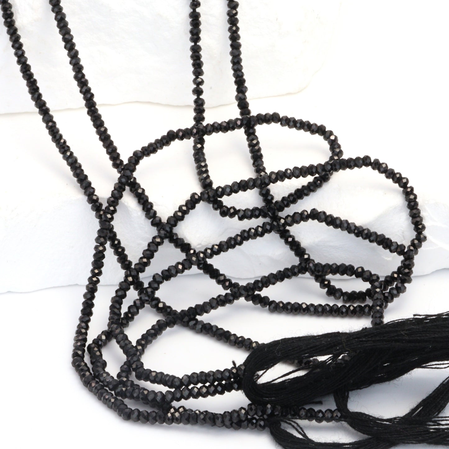 Black Spinel 2mm Faceted Rondelles