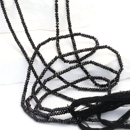 Black Spinel 2mm Faceted Rondelles