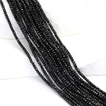 Black Spinel 2.5mm Faceted Rondelles