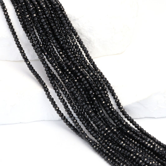 Black Spinel 2.5mm Faceted Rondelles