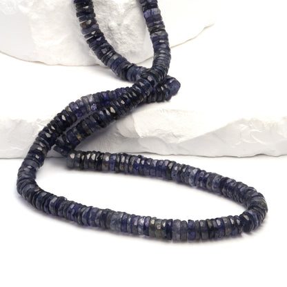 Blue Iolite 6mm Faceted Tires Bead Strand