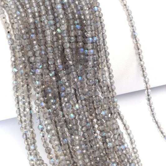 Blue Labradorite 2mm Faceted Rondelles