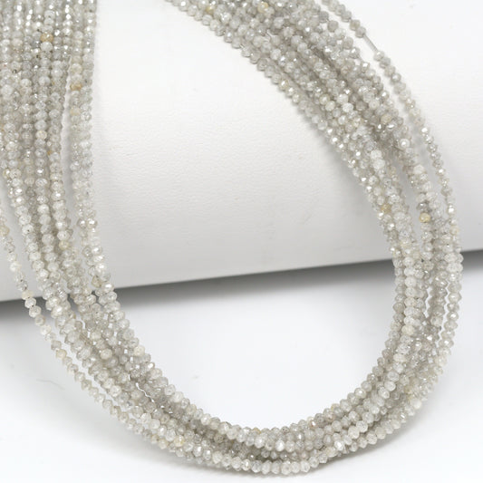 Gray Diamond 1.9mm Hand Faceted Rondelles Bead Strand