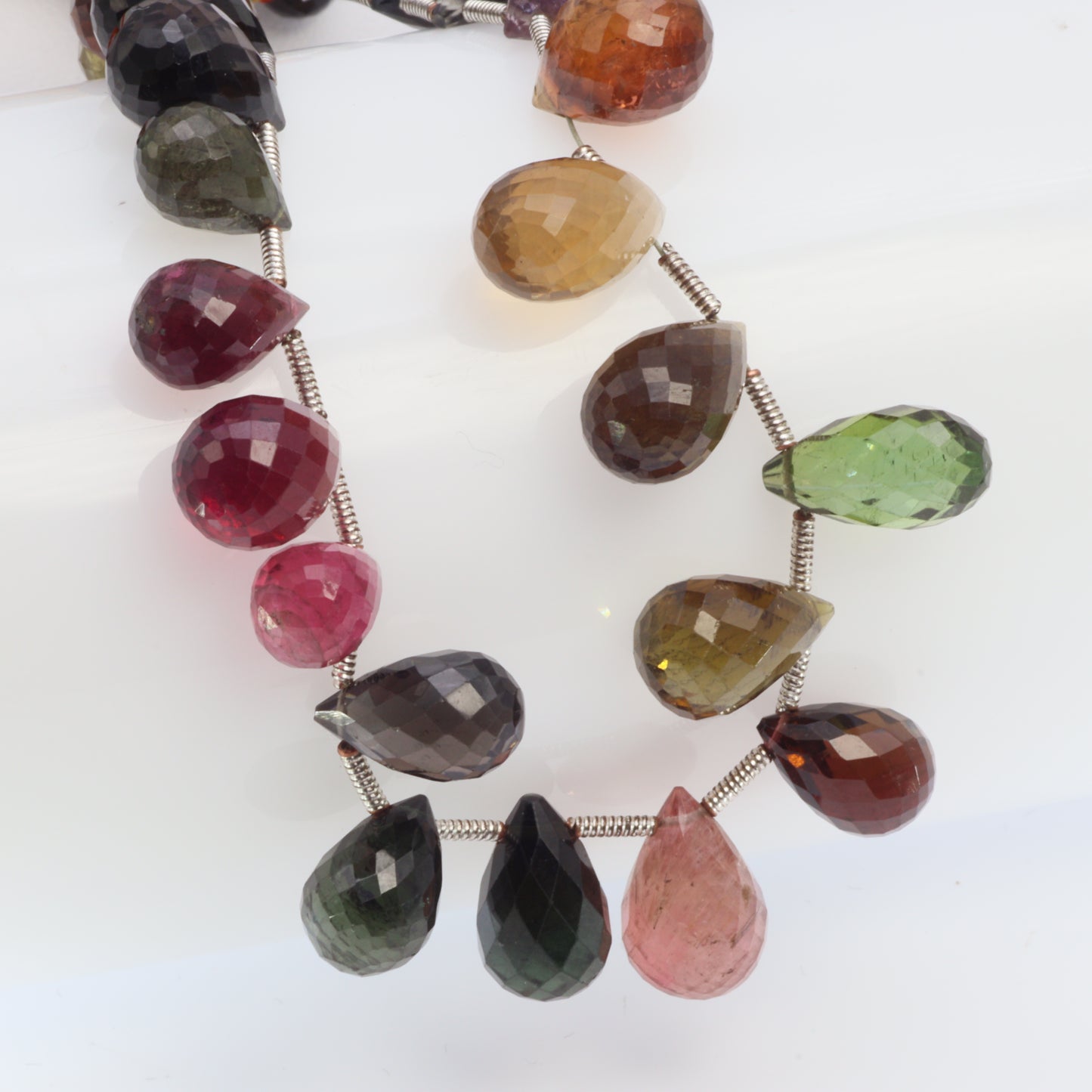 Watermelon Tourmaline 11x7mm Faceted Teardrop Briolettes