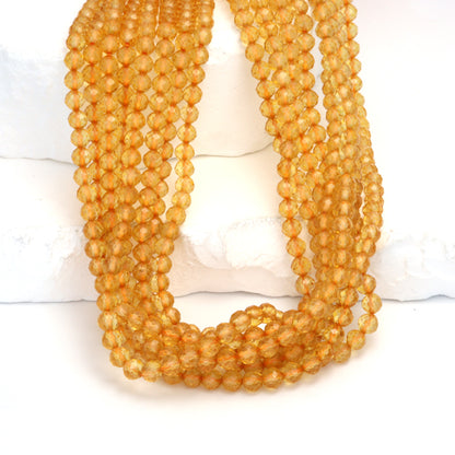 Yellow Citrine 4mm Faceted Rounds Bead Strand
