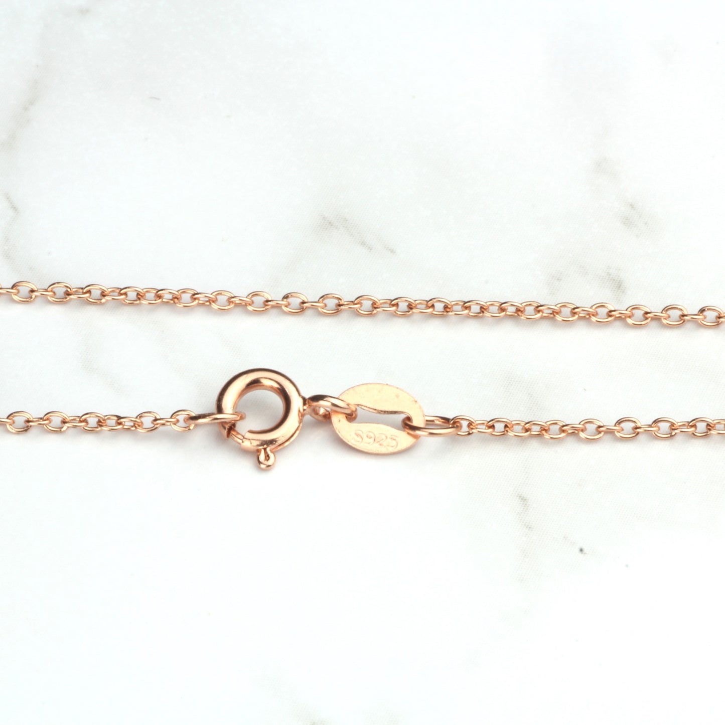 Sterling Silver Rose Gold Vermeil Chain Necklace Cable Chain 925 Silver Necklace with Rose Gold Plating 1.2mm 24"