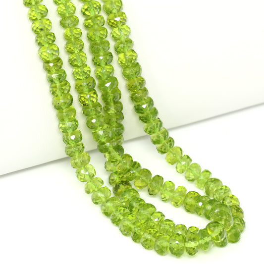 Green Peridot 5mm – 6mm Faceted Rondelles Bead Strand