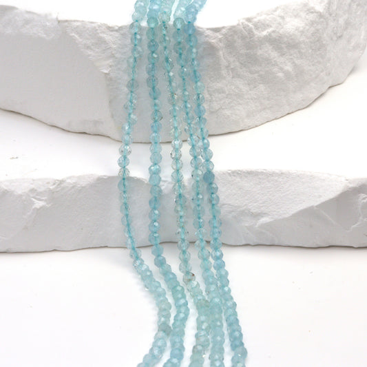 Blue Aquamarine 2.5mm Faceted Rounds