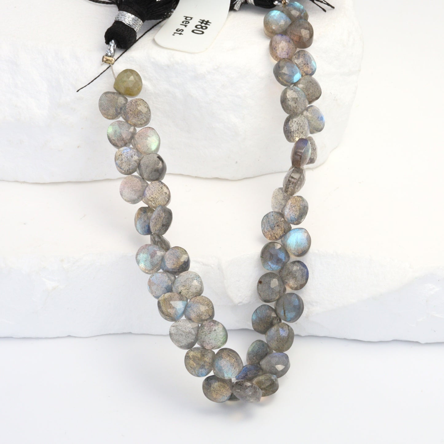 AA Blue Labradorite 5mm Faceted Heart Shaped Briolettes