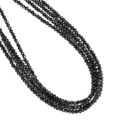 Black Diamond 2mm - 2.5mm Hand Faceted Rondelles Bead Strand