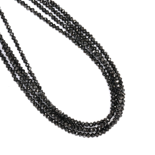 Black Diamond 2mm - 2.5mm Hand Faceted Rondelles Bead Strand